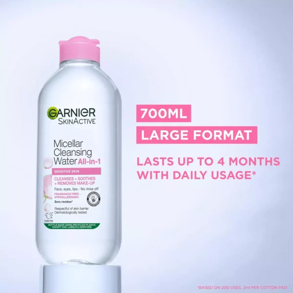 Garnier Micellar Cleansing Water, Gentle face Cleanser & Makeup Remover-700ml - Image 5