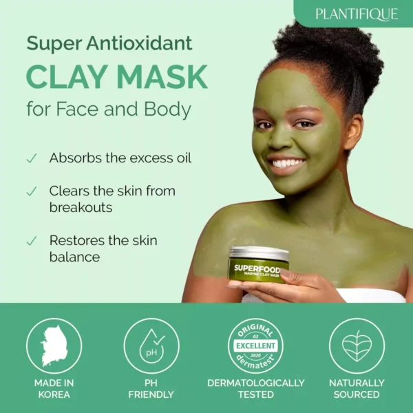 Plantifique Face Masks Skincare Korean Skincare Organic Clay Mask Vegan Face Mask-100g/3.4 Oz - Image 5